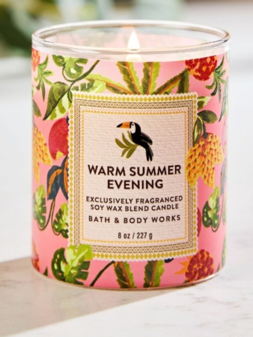 Bath & Body Works Pink Tropical Floral Soy Candle - Warm Summer Evening